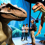 **

A visionary animation director, inspired by Hayao Miyazaki and Pixar, standing proudly in a futuristic studio. Holographic dinosaurs from Dinosaurs Mecard surround him, showcasing the blend of prehistoric creatures and advanced technology that defines his unique artistic style. He is holding a director's viewfinder, focusing on the animated world he helped create.

**