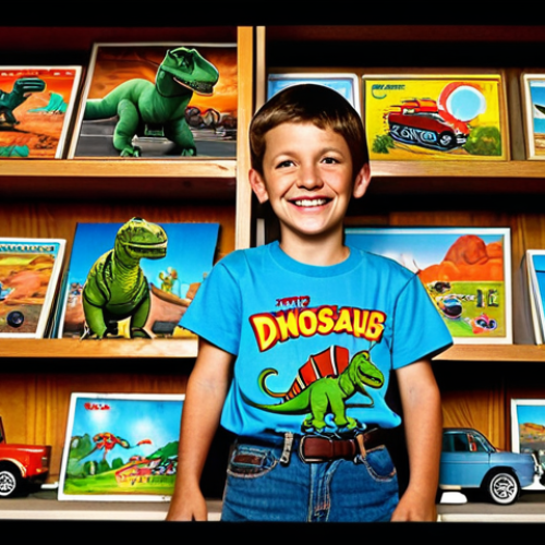 Nostalgia for Dinosaurus Mecard**

"A child's bedroom, warmly lit, featuring shelves filled with *Dinosaurus Mecard* toys in their dinosaur and vehicle forms. The room has a vintage feel, suggesting the late 90s or early 2000s. A young boy, fully clothed in casual wear (jeans and a t-shirt), is looking at the toys with a nostalgic smile. Background includes posters of similar transforming toy cartoons. Safe for work, appropriate content, family-friendly, professional, perfect anatomy, natural proportions, detailed and vibrant colors, fully clothed, modest clothing."

**