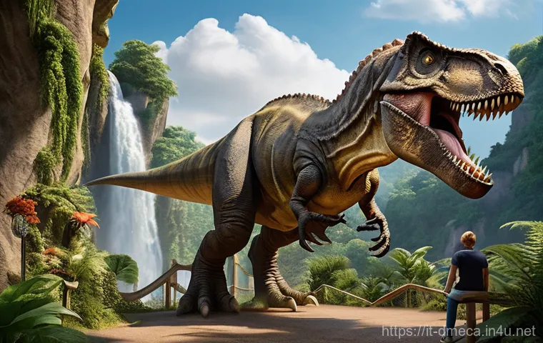 공룡메카드 팬들이 즐기는 테마파크 - **Prompt:** An interactive and educational moment within an Italian dinosaur park. Two children, a b... 공룡메카드 팬들이 즐기는 테마파크 - **Prompt:** An interactive and educational moment within an Italian dinosaur park. Two children, a b...