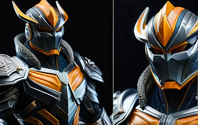 공룡메카드 특별판 출시 정보 - A highly detailed, close-up shot of a special edition Gongryong Mecardian figure, majestically displ...