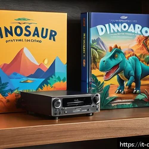 공룡메카드 블루레이 한정판 - A high-quality collector's Blu-ray box set of "Dinosaur Mecard" displayed on a wooden shelf in a coz...